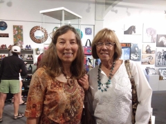 <h5>Judy Kaufman and friend having a great time during ArtWalk</h5>