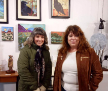 <p>Girlfriends checking out the art last night.</p>