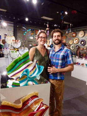 <p>These two loved Carole Perry’s amazing glass tapestries!</p>