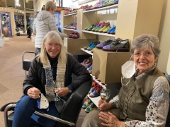 <p>Barb and Linda catching up on the latest!</p>