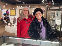 <p>These lovely ladies enjoyed looking at jeweler, LESLEY McKEOWN’s amazing jewelry!</p>