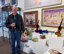 <p>Great to see Dale Andress standing by his delightful painted steel sculptures!</p>