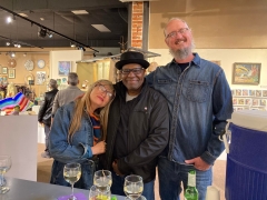 <p>A chummy group of locals with Alex Horst (r).</p>