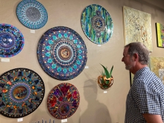 <p>This gentleman spent a long time admiring the Sol Sister’s mosaic art!</p>