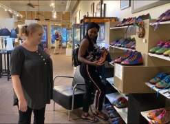 <p>These two ladies were over the moon with Mark and Cody’s handmade shoes!</p>