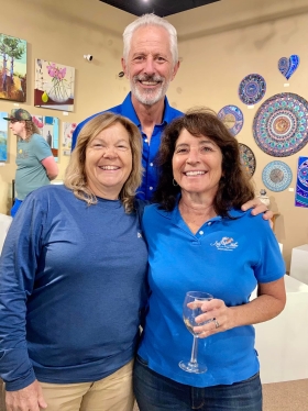 <p>It’s the “Blue Man/Woman Group” with Christy and Equine photographer, Jody Miller and Paul Landis, our mobile artist!</p>