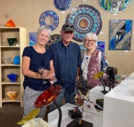 <p>Rita, Chris and Sharon loved Steven McGovney’s ceramic birds and ended up buying one!</p>