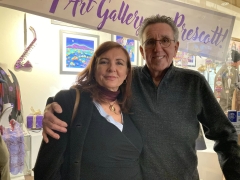 <p>Our dear friend Jill helping Tony “man” the door!</p>